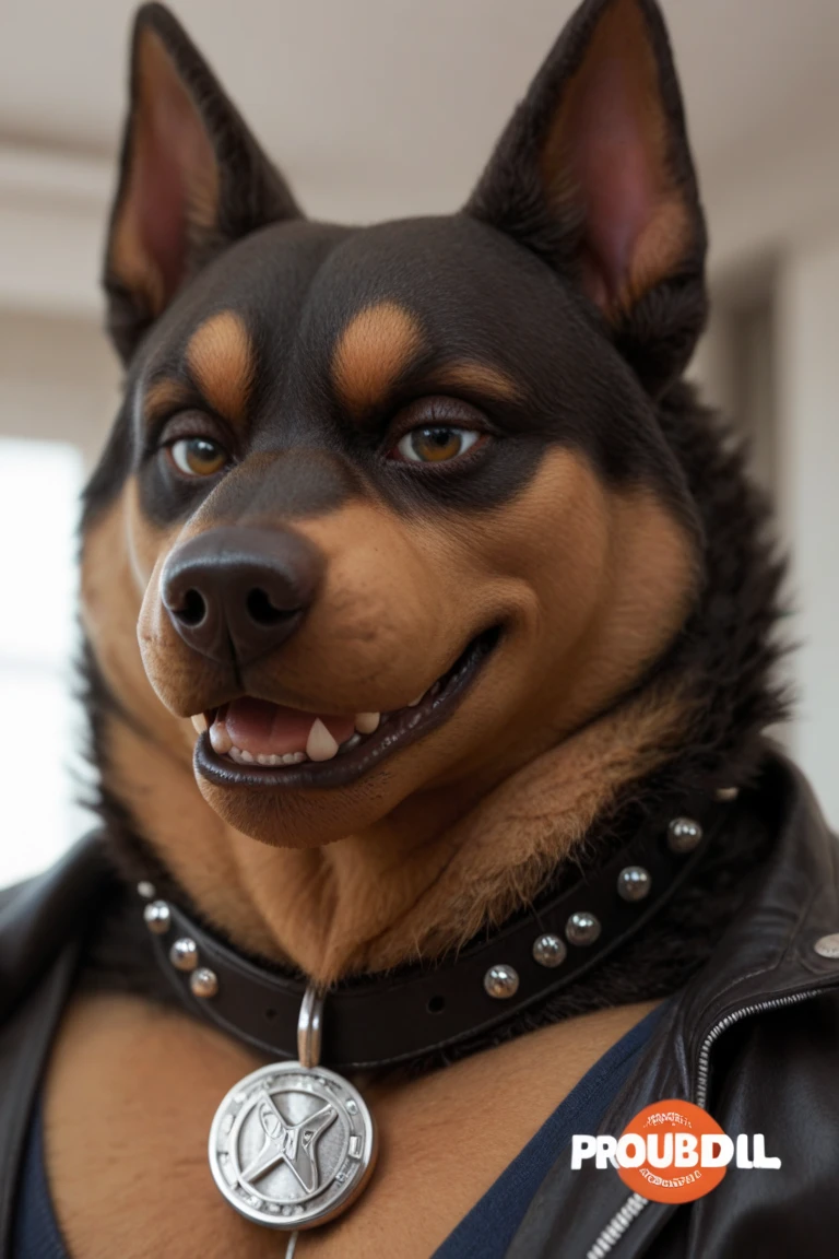 scrappydoo, solo anthro, male, collar only, angry bust portrait, desert background, low-angle view detailed realistic photorealism, penis, balls