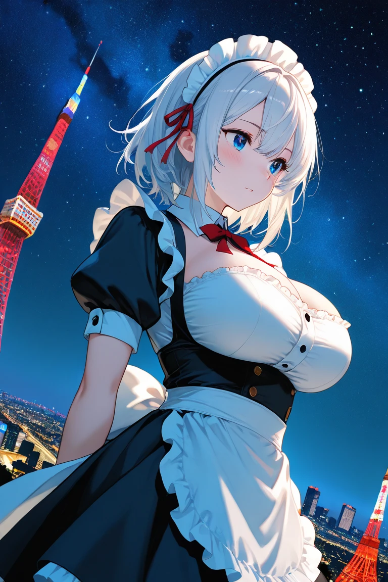 Shirogane noel from hololive, big boobs, wear bunny dress, show nipple, 8k, masterpie, detailed, smile, bob hair, great qualities, very detail, mountain background, sunset, flying whale in the sky, out milk from her boobs