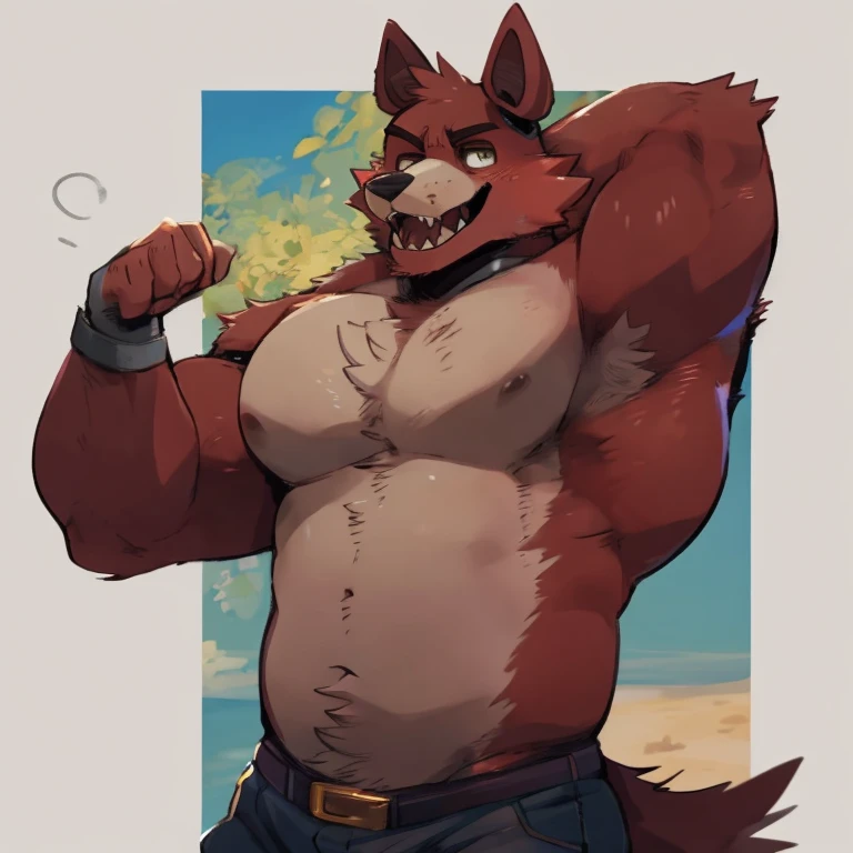 a bara furry’s hairy sweaty pecs, flirtatious facial expression, drooling all over, sweaty, sweaty, flexing his arm