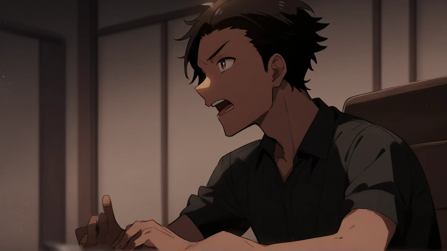 score_9, score_8_wonderful, score_7_wonderful, sauce_anime,free!,Sousuke,Male Focus,1 male,No pants,Red tie,Auction,Long sleeve white shirt,On all fours,Place your hands on the floor,penis,Leash color,View your audience,Squat,Black Hair,Green Eyes,humiliation,Obedience
