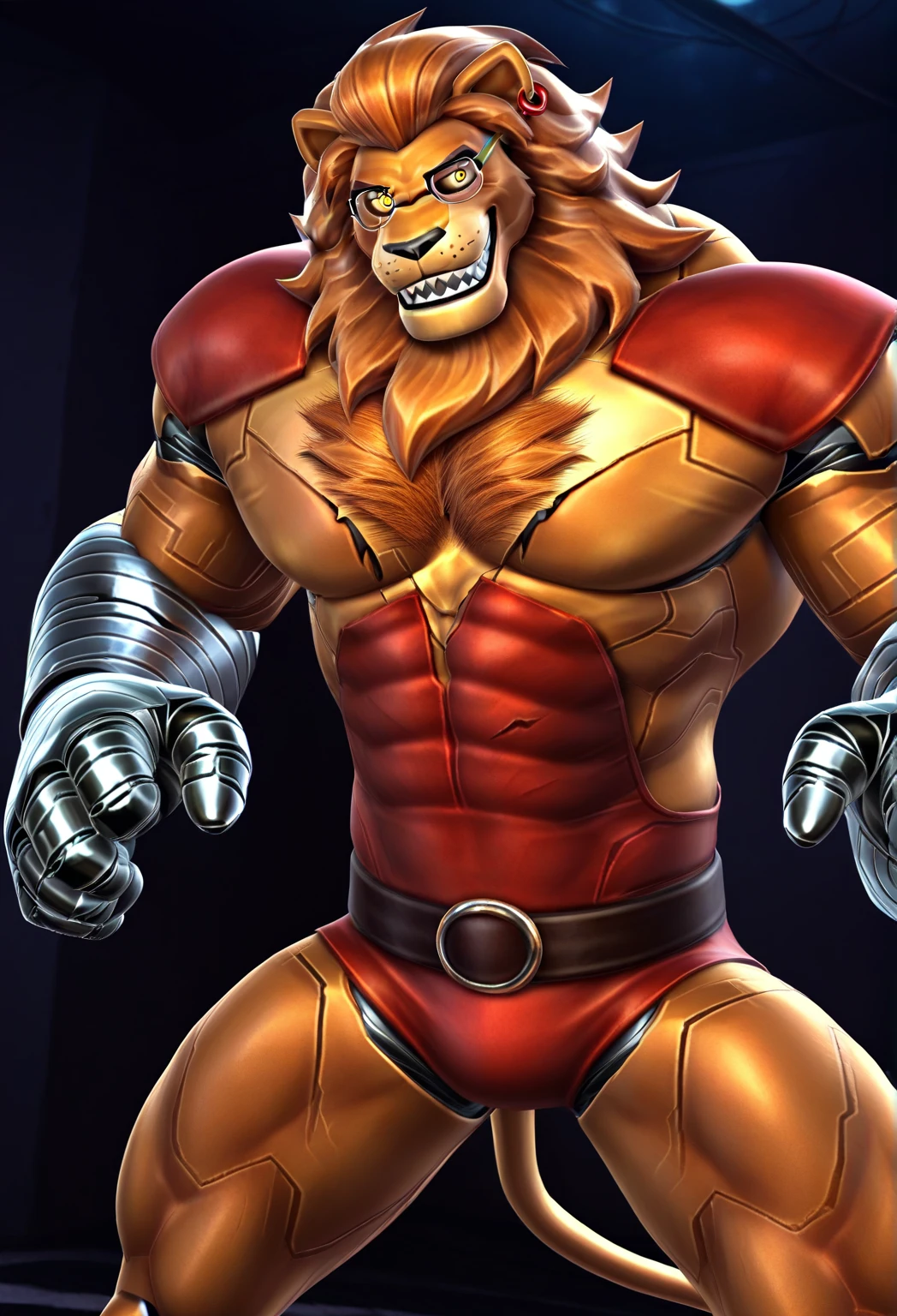 score_9, score_8_up, score_7_up, source_cartoon, g
g score_9, score_8_up, score_7_up, score_6_up, dynamic pose,masterpiece,anthro,solo, (Cornelius, Male, furry, Lion anthro, Medium muscular lion, no mane, brown, light brown lion, feline, long brown pony tail hair, lion ears, wearing tiny gold round glasses, , hands, standing, posing, good , arms, male , perfect , perfect body no defects, hands, 5 fingers, perfect hands, completely perfect body, 4k (Realistic eye details 1.2), fluffy fur, source anime, best quality, anthro, A muscular lion man with a strong build. He has a well-defined jawline and a serious expression. His fur is brown, pony tail long, and he has no mane., mature male, anthro, feline, animatronic, robot, good drawn sharp teeth, no blur, red body, claws,sharp teeth, gold tooth, gold (metal),shredded ears, animal ears,ear piercing,jewlery, white sclera, yellow eyes, male,countershade,fur,white sclera,tall male,hairy male,one hooked hand,muscular male,damaged body,black robotic legs,damaged pec,high angle,close up. Fnaf, Pizzeria background. by null-ghost, masterpiece, best quality , furry, wolf, Two tons of fur, ( black fur :0.8), Broad shoulders, Narrow waist, teeth, ghost, , hair, night, animatronic, robust body, friendly appearance, blue and white metallic fur, red vest, and gold accents, glowing eyes, warm smile, big dumb smile, Highly detailed, High Quality, Masterpiece, beautiful