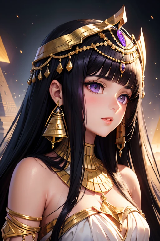 Long smooth straight black hair, inner colored dark-purple hair, golden eyes, arabian clothing, masterpiece, super detail, best quality, 8k,semi-realistic