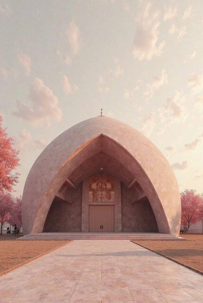8k, futuristic, white and golden dome, pleasant, realistic, photo-realistic, ultra realistic, remove obstacles, remove pole, remove L shaped pole, clear pole