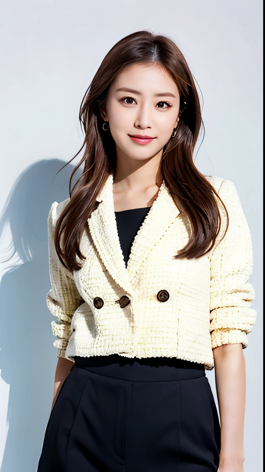anna_girl, japanese_girl, 18 year old girl, (((white fur coat:1.1), ((panties with fine stripes)), from below)), realistic photo, Highly detailed face and skin texture, natural neck length, (Dark brown hair, wavy hair, high ponytail hair:1.2), standard body, ((small breasts)), symmetric clear eyes, cute eyes, BREAK,
((simple white background:1.4)), full-body shot