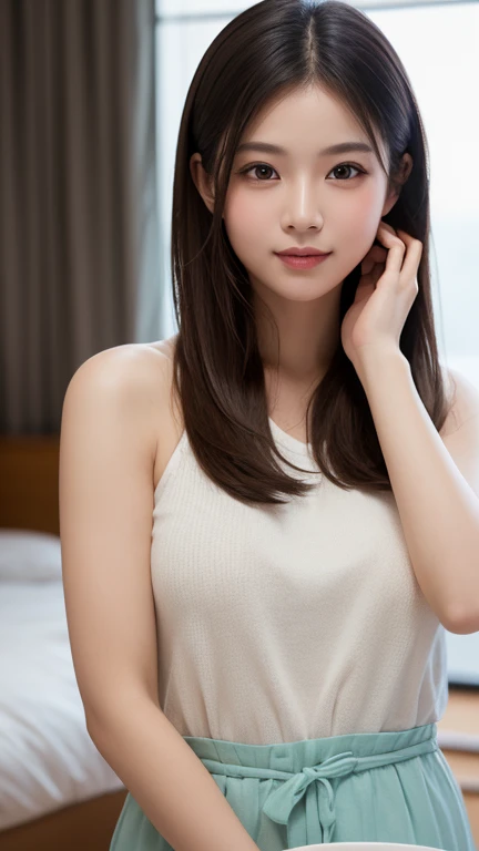 nswf,{1boy,penis,1girl pussy,vaginal,sex :1.3}, woman on top, ,Top quality, 1 beautiful Japanese woman, teen,high school student,(18 years old),medium hair, (black hair:1.2), Ultra-realistic capture, Highly detailed, High resolution 16k close-up of human skin. Skin texture must be natural, With such detail that pores can be finely identified. Skin should look healthy, In a uniform tone. Use natural light and color,