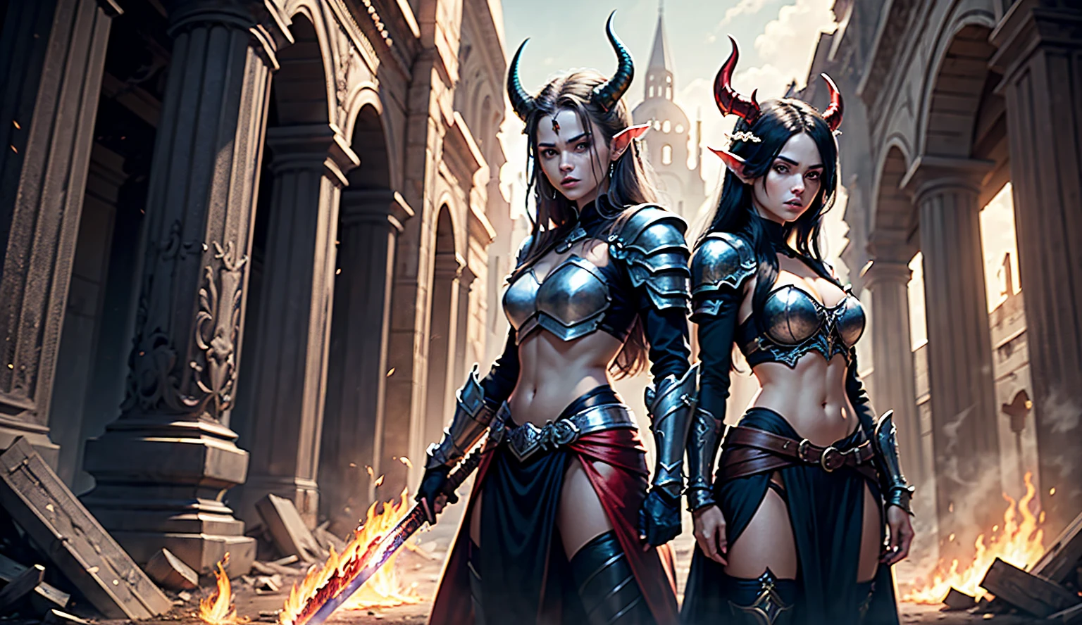 Middle Ages,card,RPG genre,castle streets, elves,angels,sexy goblin magic girls,