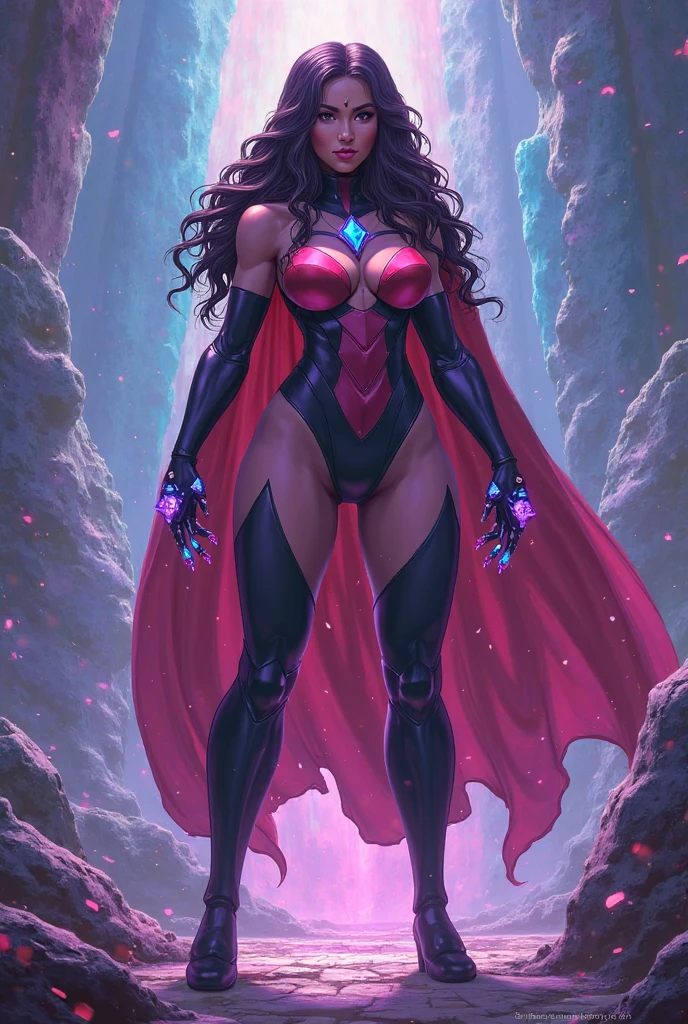 ((stsapph2024)) a beautiful((jenna_ortega_v3 )) (tiefling colored skin, horns, pointy ears  )) with ((red skin)), curly red hair, (((wearing a violet suit))), floating in space, 5 detailed fingers, high quality, masterpiece, photorealistic, raw photo, depth of field, full body
