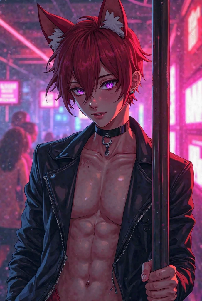 Anime punk boy in briefs underwear