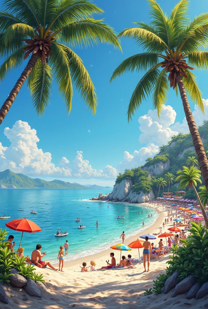 landscape, summer, blue sky, , Private Beach, Cove, Ocean, Navio Beach、Hayao Miyazaki、Studio Ghibli、Porco Rosso、Porco Rosso's Hideout、1 female, Nobody is here, Hot Weather, sun, HD detailed, Super detailed, movie, Hyperrealism, Soft Light, Deep Focus Bokeh, Ray Tracing, gwise on art station pixiv, Makoto Shinkai, ArtJam、24-year-old female、Tying up hair((tied hair))、Silver Hair、Black Micro Bikini、Tattoo on the side of the thigh、Place hands on hipules((sandal))、