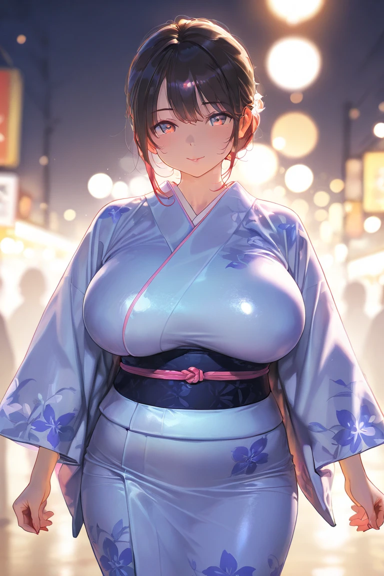 ((ultra detailed, exquisite quality, absolutely resolution)), (anime moe art style), (((Edo Town Girl))), ((huge breasts)), super detailed skin, super delicate beautiful face, kawaii face, very kawaii face, (caustics), (sharp focus), ((full body)), (isometric 3D, Octane Render), ((photorealistic background)), Japanese tradition, Japanese traditional aesthetics