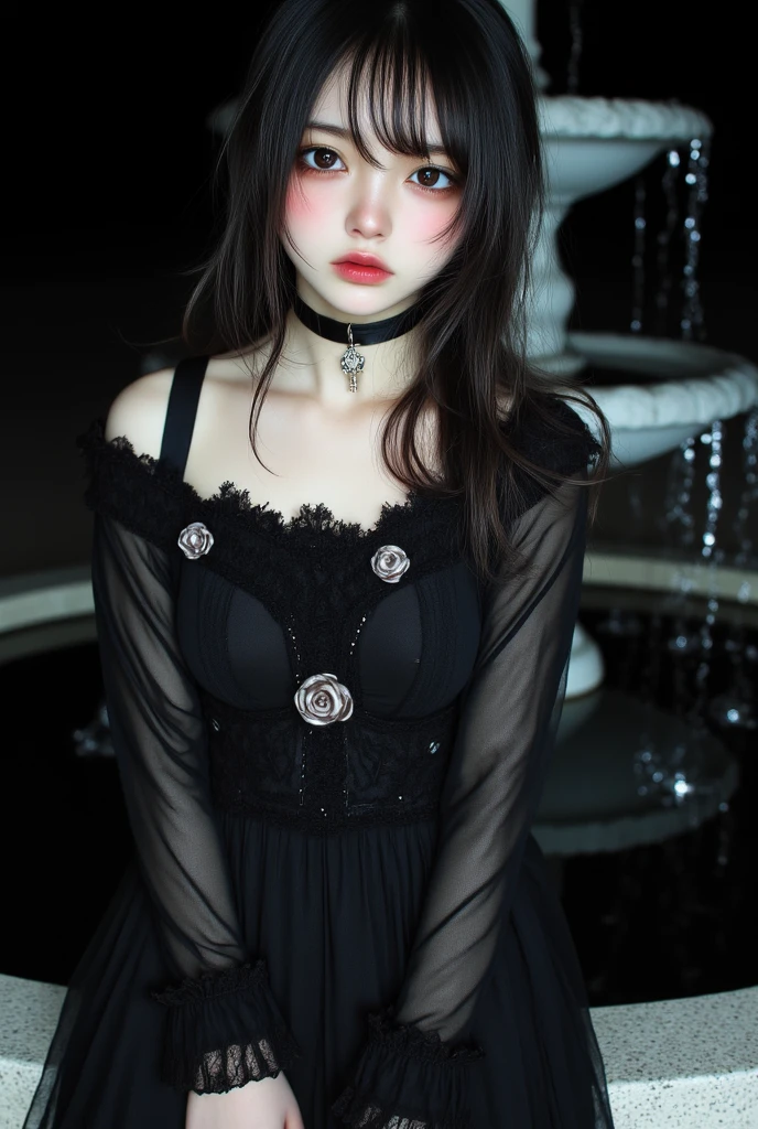 1girl in, masutepiece, Best Quality, 8K, Detailed Cloth Texture, Intricate details, Alice in Wonderland, (Bow on her head:1.1), Upper body,gothic lorita