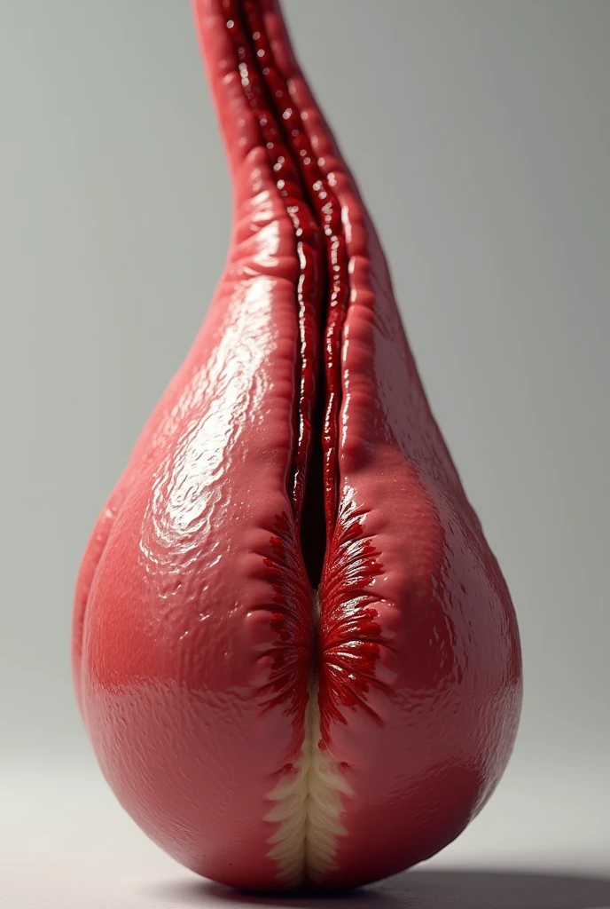 Imagine a realistic human heart, deep red in color and with textures that show both the soft and fibrous parts. In some areas, there are small wounds that are closed with fine sutures, showing the healing process. Around these wounds, the skin looks slightly inflamed but tissue regeneration is also noticeable.