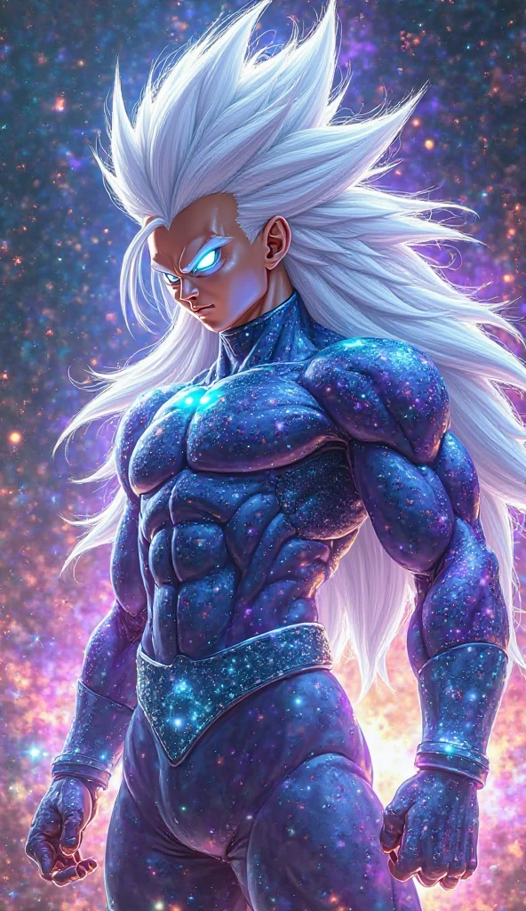 Lucastron, after absorbing the entire universe, has reached a form that transcends the imaginable, a being of colossal musculature that seems to contain within its body the very essence of the cosmos. Your skin, still of impeccable white, It shines with a purity that contrasts with the vastness of the power it contains.. Her hair, long and floating, now it has taken on the color of the universe itself, with flashes of stars that flicker and shine as if they were galaxies trapped in her hair.
Her body, dressed in black lycra that fits perfectly to his enormous muscles, It seems to be a reflection of the cosmos that it has absorbed. Lycra is dotted with stars, Nebulae and miniature black holes, showing that the universe lives within it. Each fiber of the fabric radiates immense power, and the feeling of infinity is perceived just by observing it.
Lucastron has not lost its characteristic detail: the white stockings that reach up to her thighs, that now seem to shine with a light of their own, as if they were the last pieces of purity in a being that has consumed everything else. These stockings, impeccably white, contrast with the cosmic black of his suit, symbolizing the last connection it has with its original form.
This Lucastron is not just a figure of unparalleled physical strength, but an entity that contains within itself the entire universe, His eyes shine with the wisdom and vastness of the eons, while his body radiates the power of all the stars and galaxies he has absorbed. He is an omnipotent being, whose mere presence could alter reality itself, A god of muscles and cosmos who has transcended all limits.