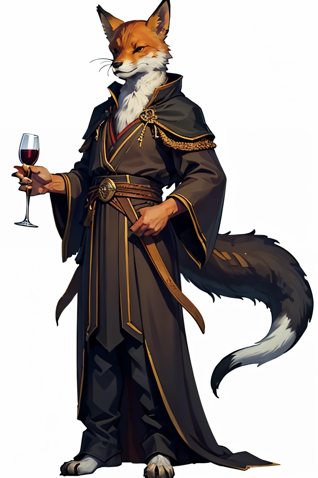 (full body image, (forbidden to cut or not) they appear from head to toe, PNG format , transparent background, white background, theme fauna, animals, rpg) &&&&& (High quality, masterpiece) &&&&& A fox wine with white details, 4 legs, (non-human)
