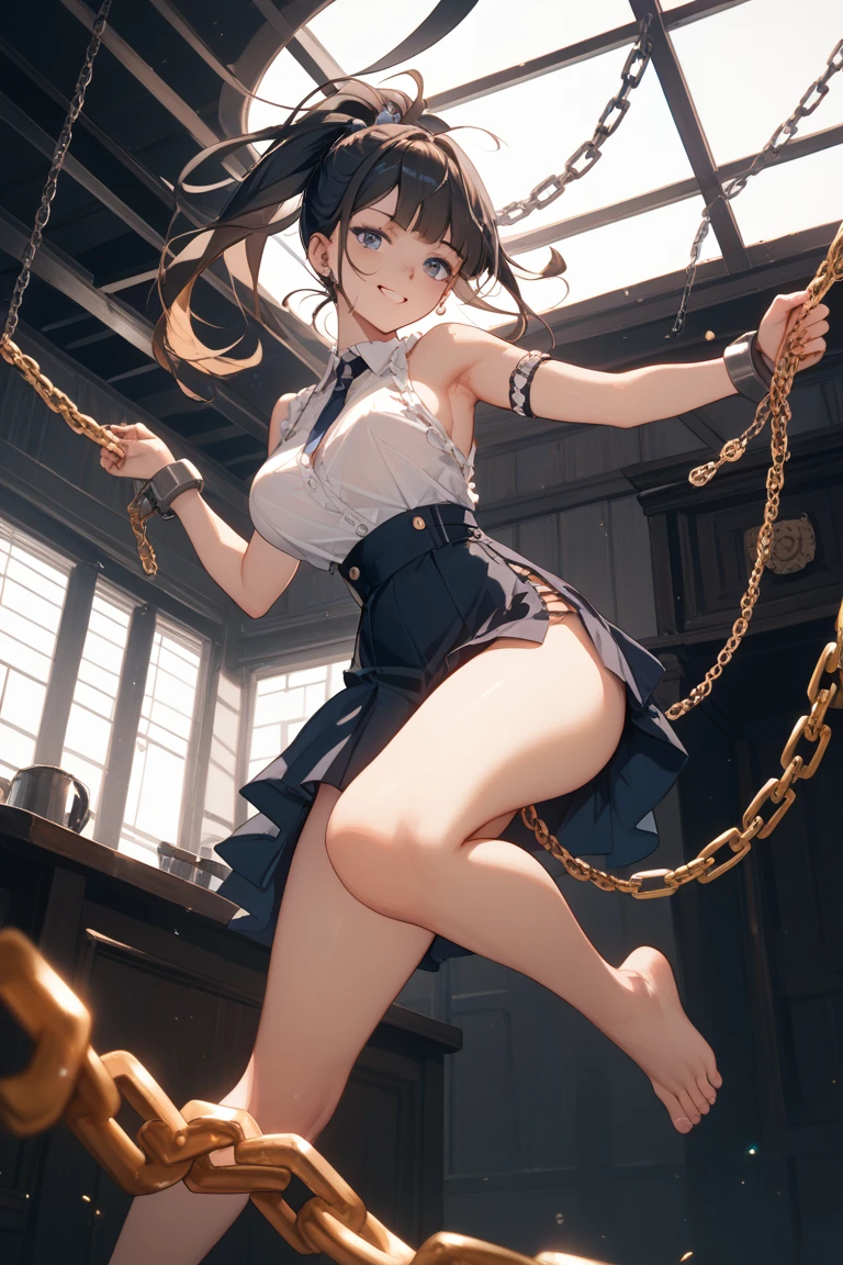 realistically, 1 girl, longhair, brown eyes, glowing eyes, white short skirt, Blush, daytime, Wet from the rain, see through, Strapless shirt, nipples, Sit with your knees raised., armpit, pussy, 16 years old, crotch, concert stage
