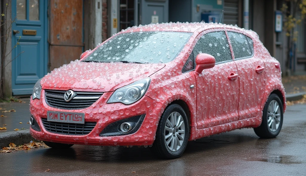 A car packed with bubble wrap
