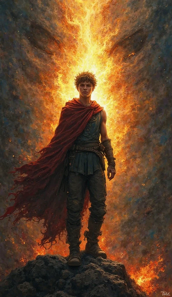 A Roman boy who takes the power of the Roman gods and shouts and takes on the face of a god