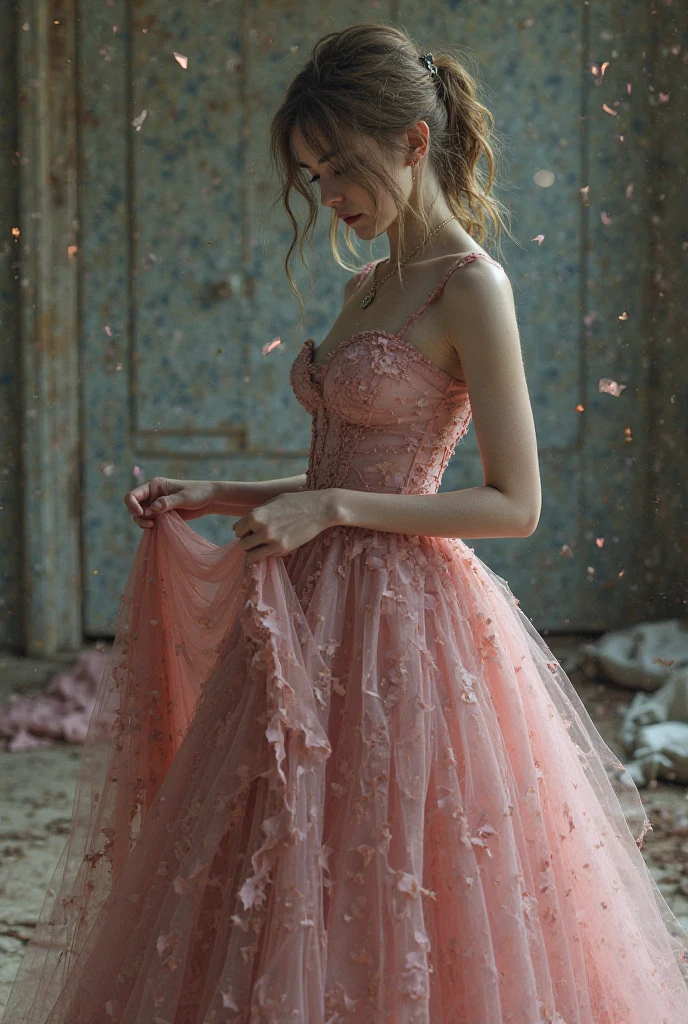 Elegant Ink Ombre Rose Gothic Lolita Lace A-Line Dress