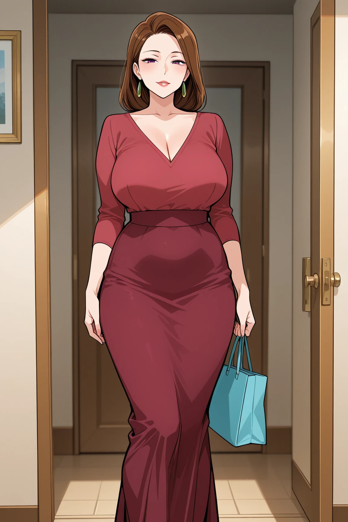 there is a woman taking a selfie in a mirror, sexy red dress, tight dress, red dress, wearing red dress, wearing a red dress, in a red dress, 30-year-old woman from cuba, sexy dress, full body picture, red hot, skintight dress, red body suit, in a dress, she arrived in a red dress,big breast, milf 