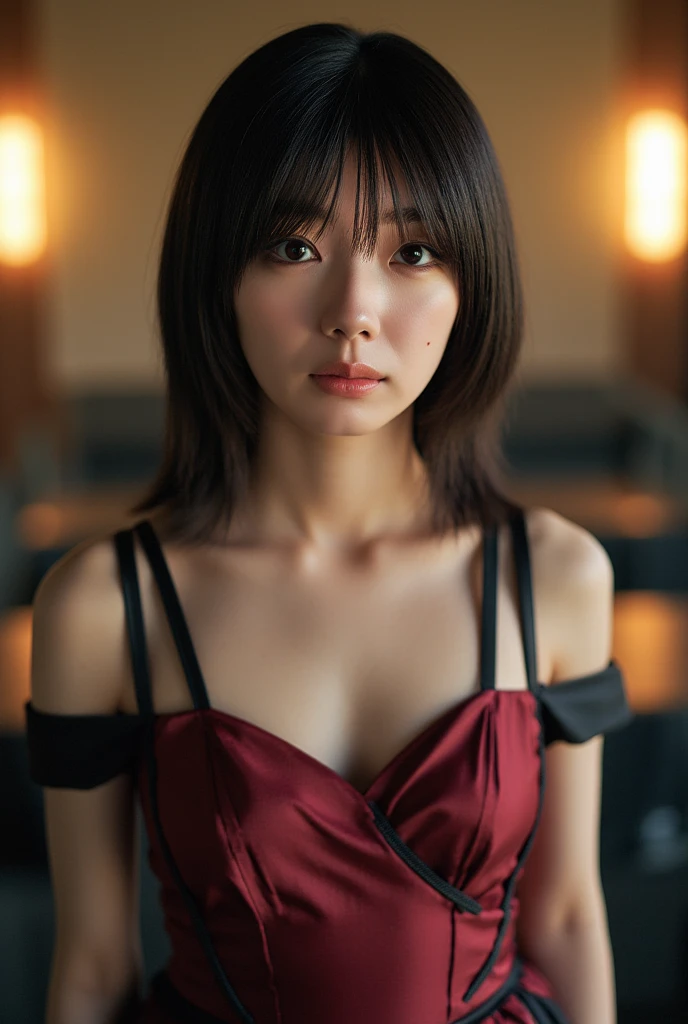 (Highest quality:1.4),(masterpiece:1.4),(Realistic:1.4),(Realistic:1.2),(超High resolution, RAW Photos:1.4),(High resolution, Very detailed:1.2),(8k:1.2),Movie Photos,a photo of a dark-haired,One Girl,alone,wear ,((China dress))、((Upper Body:1.3))