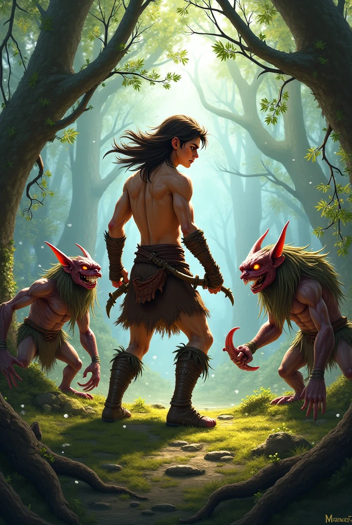 Skinny troll,bizarre, monstrous,in the forest --auto