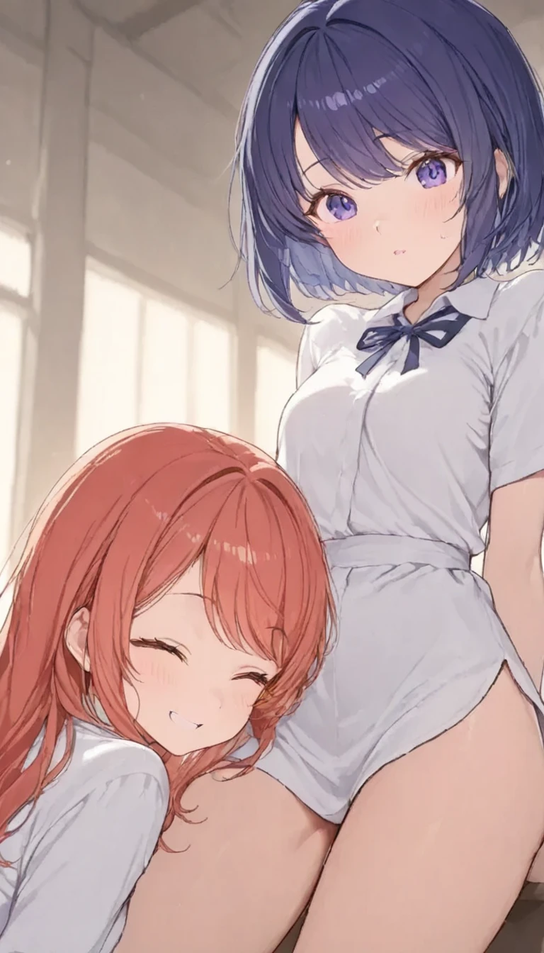 score_9, score_8_up, score_7_up, source_アニメ, masterpiece, rating_safe, 1girl, 独奏, (hinata), one side up, blue dress, white sailor collar, white long sleeves, red bow, blush, indoors, looking at viewer, full body leaning forward, skirt open、cute、blush、Watery eye、Sex、Creampie、vaginal penis, missionary, saliva trail, orgasm, Drooling pulls a thread、(Semen overflowing)、Cum String、A lot of semen、Wet、Anime H、Anime Images, (Violent Rape)、Trembling、1boy, intercourse with a man, Insert the big penis、((uterus at viewer penis inserted into pussy from cross section looking through))