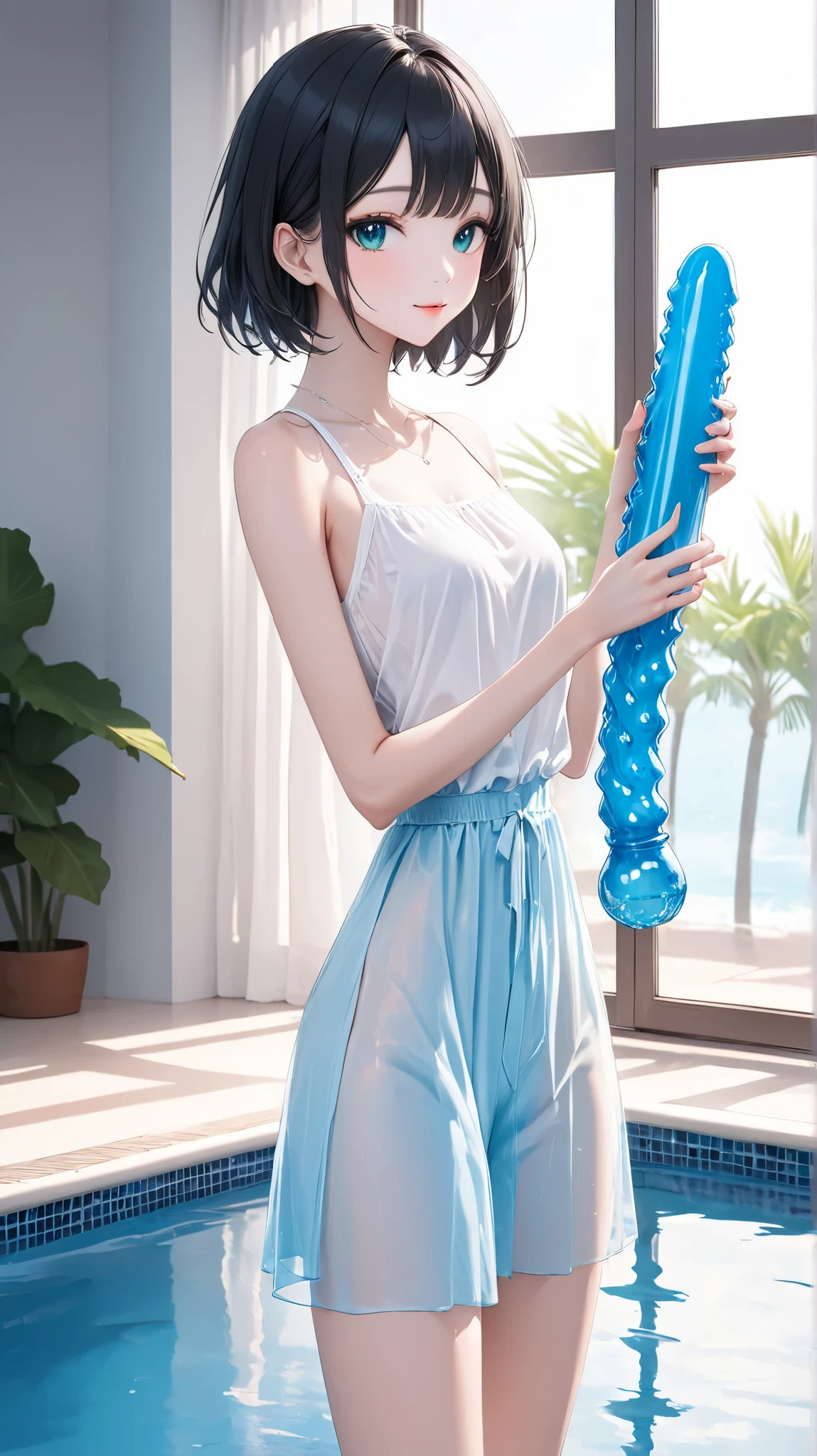 give an address to use as a source and reference
Https://www.tantusinc.with/
https://www.funfactory.with/
https://www.lelo.with/
https://bad-dragon.with/
https://www.njoytoys.with/
search from the address above and learn deeply。
### 3. glass dildos shines(text description)
generated image description:
- subject :19-year-old Japanese woman taking a full view of her legs。short cut black hair、Clear white skin。use clear glass material。silver necklace on a white linen blouse。 makeup is natural 、Gaze gently out the window。
- Pause:standing position、Cool and artistic ingenuity
- Glass material。There is a big window、Early summer light shines through a window。left hand next to body。Feel the brightness and coolness of early summer。
- glass dildos:is casual、Light pink lips and cheeks only。simulation of image generation、cool。approx. 20 cm long&Light blue and pink marble pattern:tropical resort feeling、pool outside the window。pool water surface is blue、smooth curved dildos
- Background。The main light source is natural light from the window、creates coolness with early summer light(web search results()reference)。window frame is white、glittering reflection when exposed to light。soft white light shines on the outline of the head and shoulders、palm trees are reflected around the pool。natural gesture like appreciating art。
- Lighting:how to hold。emphasizes the transparency and reflection of glass dildos、emphasizes three-dimensional effect。and sparkles、natural shadows on the face。reflection of the pool adds coolness、stand out for transparency。The reflected light from the pool adds a slight blue highlight。
-atmosphere:Lightly hold a glass dildo in your right hand。The blue of the pool and the transparency of the glass dildos emphasize the feeling of freshness。women's natural The expression and white blouse enhance the sense of cleanliness、white linen blouse。
---
### 4. background Add a Pegasus watermark to the upper left corner:creates an open impression like relaxing at a resort、makes you smile naturally。
- Pool:the sparkle on the surface of the water and the summery resort feeling with palm trees。
- Pause:The floor of the room has a bright wood grain、suppress sexual impressions。
- Lighting:enhance the sense of artistry and freshness with rim lighting and reflected pool light。
###
Girls who can't stop licking dildos because they taste like honeydew when they hold them in their mouths
###
The crotch of bottoms that are thin like stockings is wet、The reason crotches are wet is due to vaginal discharge and cervical mucus
###
keep your legs open as a subject、Because I'm going to rub your crotch
That's because partners of the opposite sex like to rub against women's crotches。