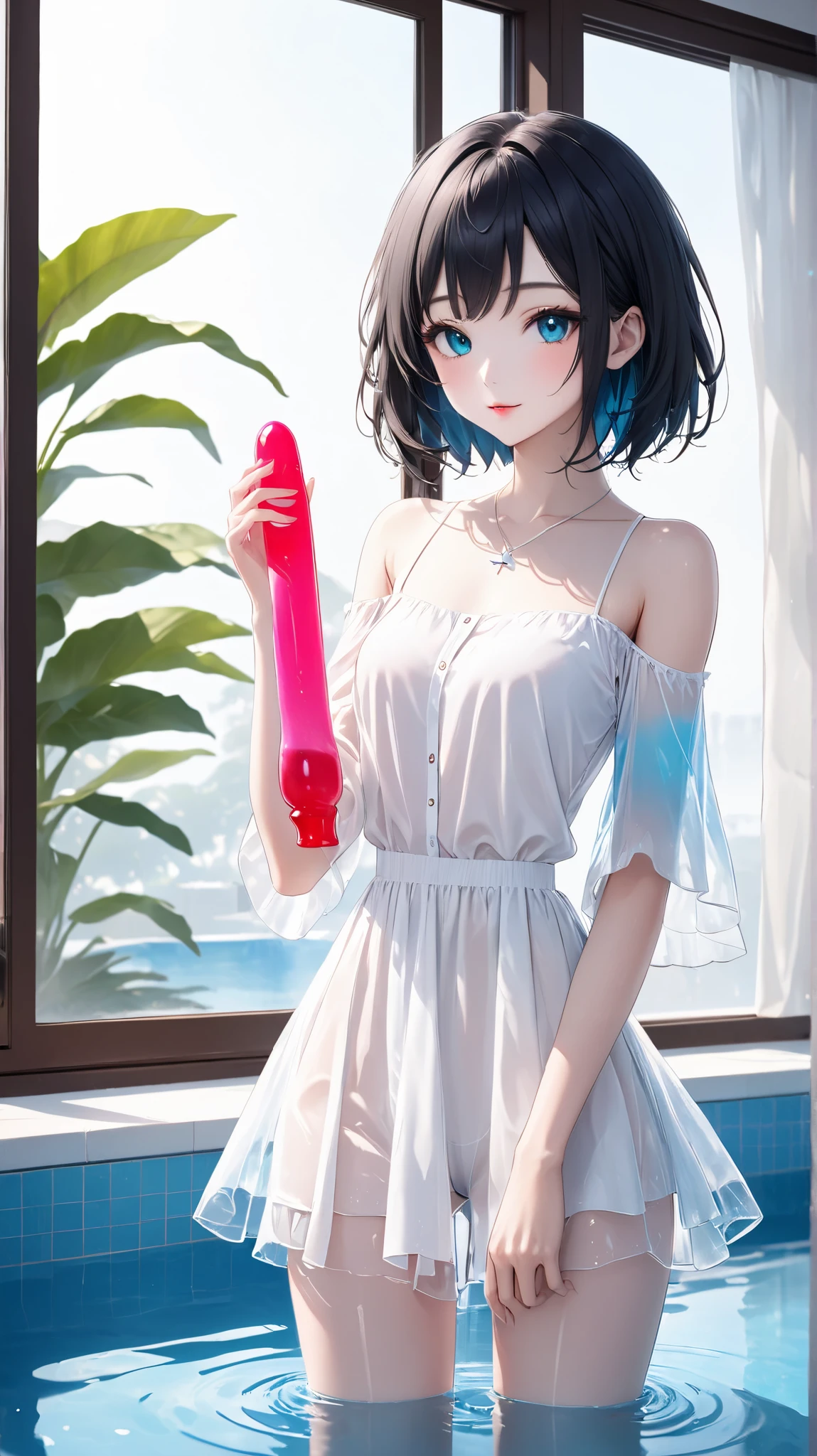 give an address to use as a source and reference
Https://www.tantusinc.with/
https://www.funfactory.with/
https://www.lelo.with/
https://bad-dragon.with/
https://www.njoytoys.with/
search from the address above and learn deeply。
### 3. glass dildos shines(text description)
generated image description:
- subject :19-year-old Japanese woman taking a full view of her legs。short cut black hair、Clear white skin。use clear glass material。silver necklace on a white linen blouse。 makeup is natural 、Gaze gently out the window。
- Pause:standing position、Cool and artistic ingenuity
- Glass material。There is a big window、Early summer light shines through a window。left hand next to body。Feel the brightness and coolness of early summer。
- glass dildos:is casual、Light pink lips and cheeks only。simulation of image generation、cool。approx. 20 cm long&Light blue and pink marble pattern:tropical resort feeling、pool outside the window。pool water surface is blue、smooth curved dildos
- Background。The main light source is natural light from the window、creates coolness with early summer light(web search results()reference)。window frame is white、glittering reflection when exposed to light。soft white light shines on the outline of the head and shoulders、palm trees are reflected around the pool。natural gesture like appreciating art。
- Lighting:how to hold。emphasizes the transparency and reflection of glass dildos、emphasizes three-dimensional effect。and sparkles、natural shadows on the face。reflection of the pool adds coolness、stand out for transparency。The reflected light from the pool adds a slight blue highlight。
-atmosphere:Lightly hold a glass dildo in your right hand。The blue of the pool and the transparency of the glass dildos emphasize the feeling of freshness。women's natural The expression and white blouse enhance the sense of cleanliness、white linen blouse。
---
### 4. background Add a Pegasus watermark to the upper left corner:creates an open impression like relaxing at a resort、makes you smile naturally。
- Pool:the sparkle on the surface of the water and the summery resort feeling with palm trees。
- Pause:The floor of the room has a bright wood grain、suppress sexual impressions。
- Lighting:enhance the sense of artistry and freshness with rim lighting and reflected pool light。
###
Girls who can't stop licking dildos because they taste like honeydew when they hold them in their mouths
###
The crotch of bottoms that are thin like stockings is wet、The reason crotches are wet is due to vaginal discharge and cervical mucus
###
keep your legs open as a subject、Because I'm going to rub your crotch
That's because partners of the opposite sex like to rub against women's crotches。