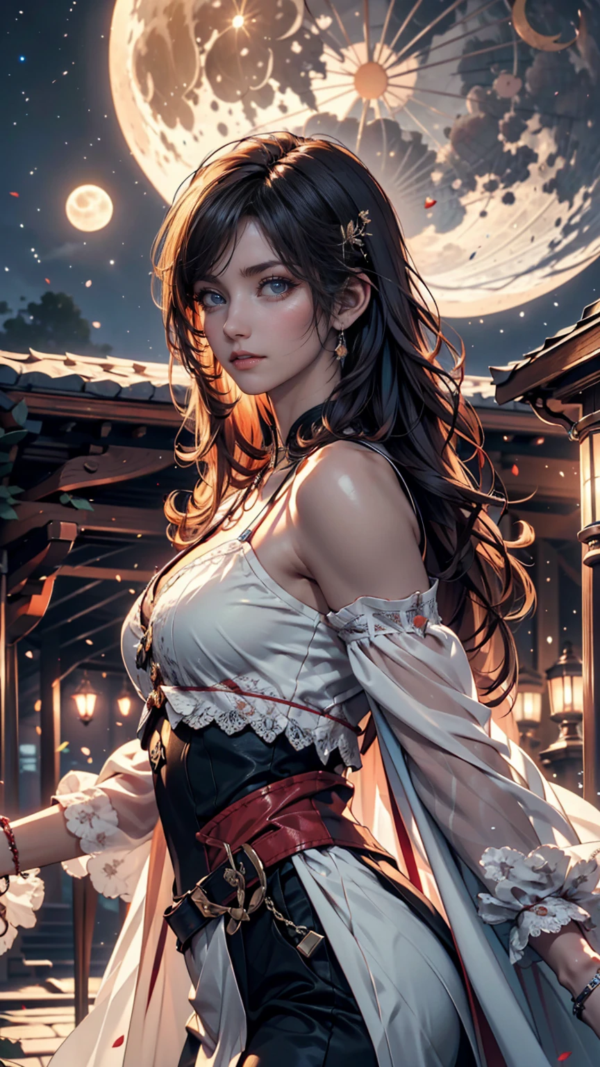 ((1 girl, One, mature , lush, White shirt, brown belt, jewelry, lace, brown skirt, necklace, earrings )),((girl undresses in front of the viewer,from below erotically reclining or sitting, Capture the moment, when her clothes come off  )) shiny skin, shiny body, cat ear, Red hair (Very long hair), floating hair, yellow eye, bright skin, tentacle, big tentacle (tentacles everywhere). (dark lighting) luminous (ancient underground fantasy world) , dynamic angle, depth of field, (((on open air,abandoned Tokyo Disneyland, Moonlight night, starry sky, cloud ))), ((masterpiece)), ((Best quality)), ((top quality)), ((ultra detailed)), ((8 k cg wallpaper)), ((very gentle and beautiful)), ((illustration)), (A high resolution), in the night, яркий creepy, creepy:1.3, atmospheric:1.6, charming, Dark) Unreal engine,  (Best quality,4K,8 k,A high resolution,masterpiece:1.2),ultra detailed,(realistic,photorealistic,photo-realistic:1.37), mesmerizing eyes, juicy lips, A game of shadows, ((small breasts))