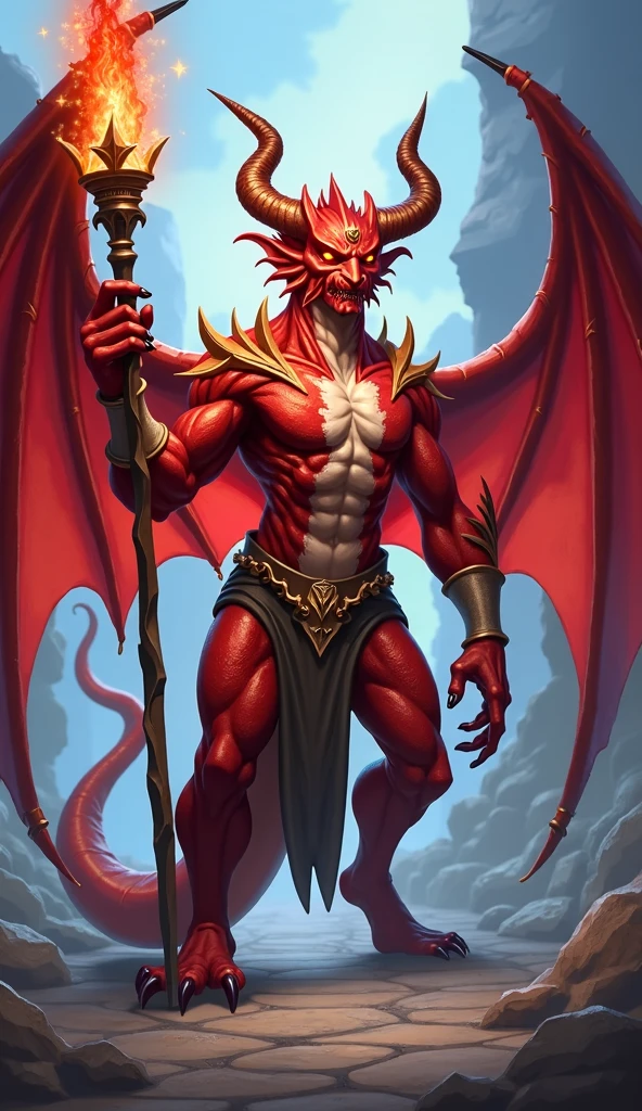 man old, MUSCULOUS LUCIFER IN GREEN AND BLACK AND RED DRAGON OUTFIT , Cao Cao, with 2 demonic horns BLACK hair , and large beard, WITH A GIANT HORSE WITH 4 LONG LEGS, BLACK FROM HELL A MONSTER), hellfire IN FOLDERS, RED BRIGHT FIRE EYES, Vibrant FIRE, blood spilled ON THE BODY, full body with legs , Diablo's dark style, BACKGROUND LAVA LAKE MO UNDERWORLD OF HELL.
