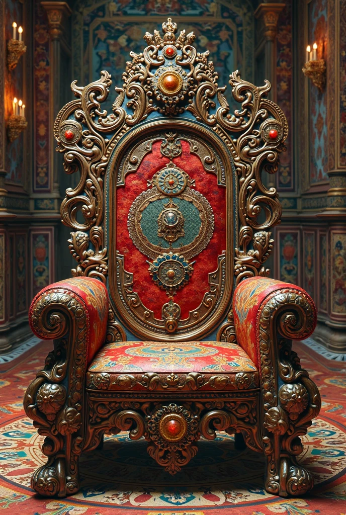 Aztec throne merged with Spanish throne with Mexican elements - SeaArt AI