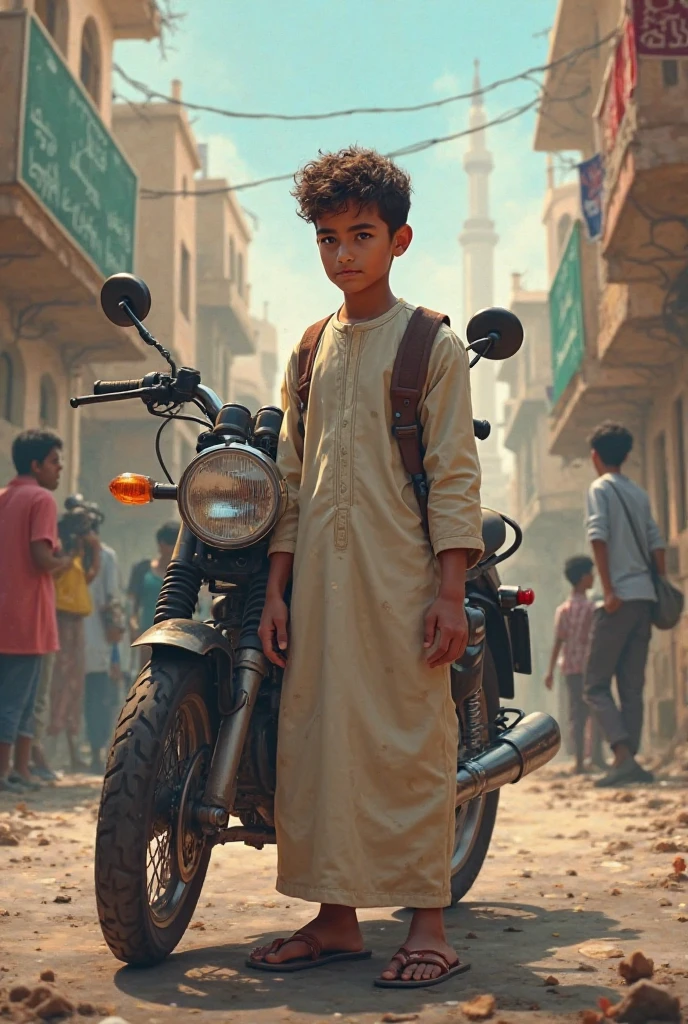 Sardar boy shooting with camera in desert with long shoes , behind dusty car jacket cinematic footage, sun rays ,