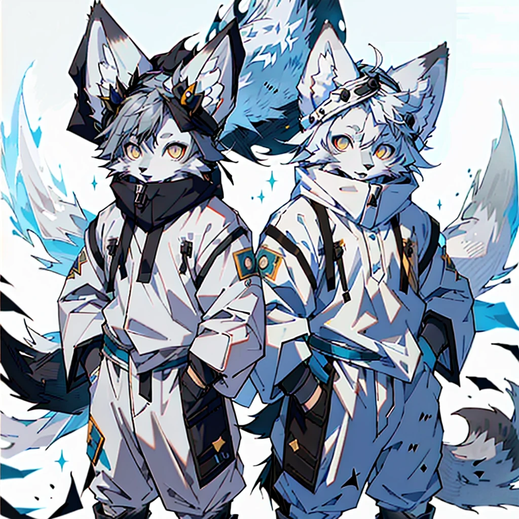 best quality, boy, shota, kawaii, 3 boys, boy, student, silver hair, brown eyes, white eyes, blue eyes, narrowed eyes, cat ears, animal ears, hair ear, fox ears