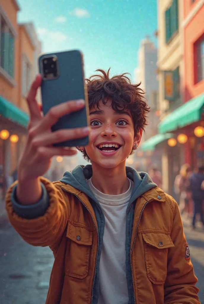 A boy, with Korean features taking a selfie 