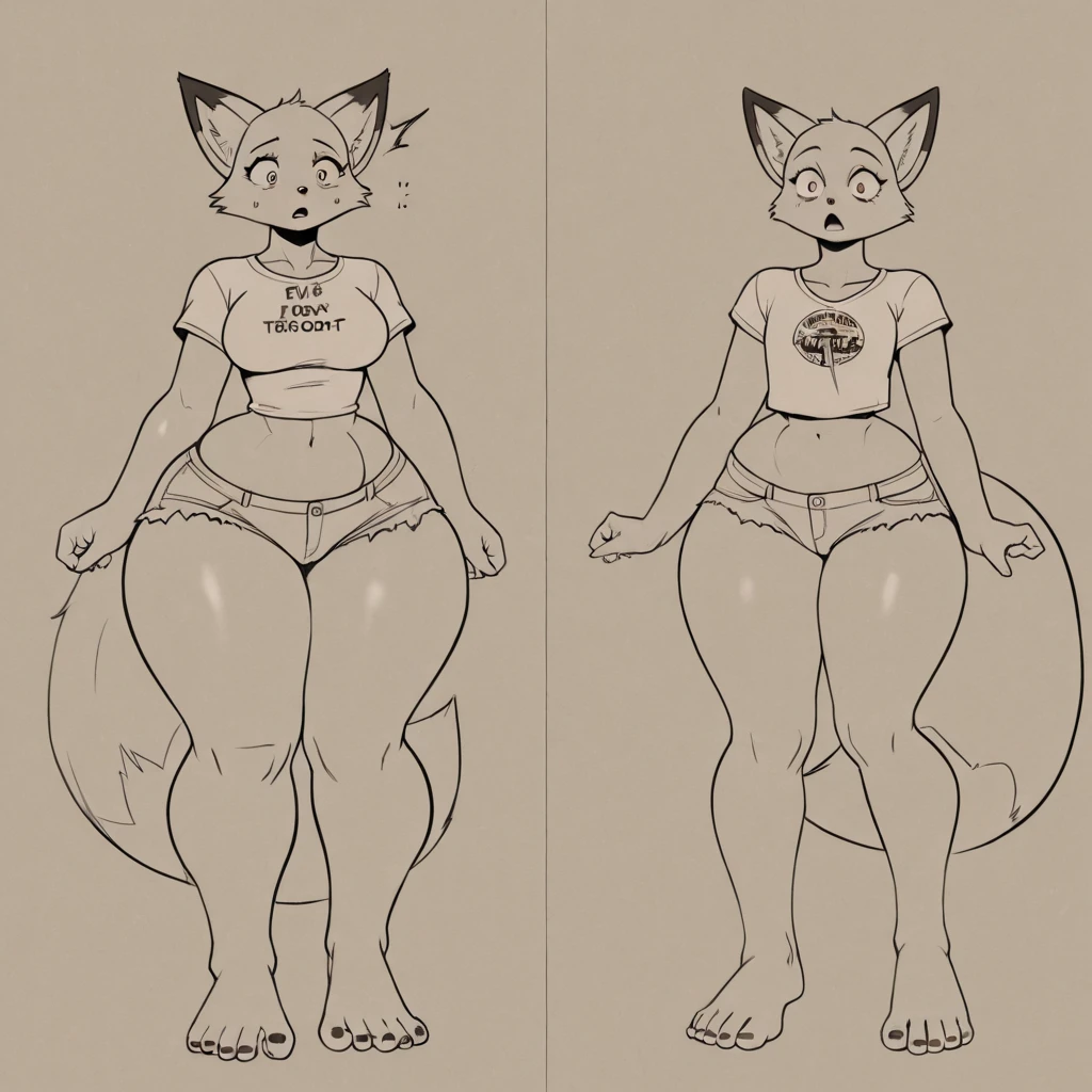 two cartoonish cats with different expressions and a cat like body, sfw version, fullbody commission for, full body and head view, thicc, danbooru and artstation, full - body and head view, cell shaded adult animation, detailed fanart, female fursona, commission for high res, full body picture, reference images ( front