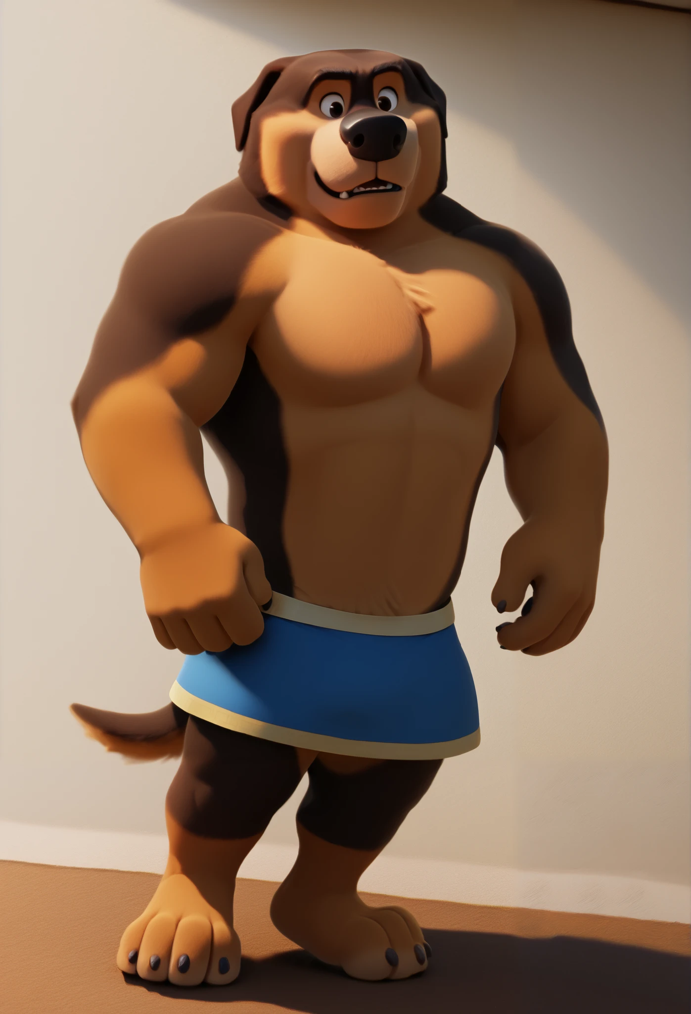 Khampa, detailed, high quality, detailed, 4k, high resolution, high quality, high resolution, furry character, canine, 2d, solo, Mongolian fields background, rockdog, khampa, style rock dog, movie style, style[rockdog], rockdog, male, Tibetan mastiff, mastiff, dog boy, dog, khampa, Tibetan Mastiff with brown-and-tan fur with tan fur on his muzzle, hands, feet, black nose, brown eyes and black trimmed claws, shirtless, he wears a Zodog, Shuudag, tight-fitting briefs made of red or blue colored cotton cloth, training the wrestling arts of Bökh, Mongolian style wrestling 