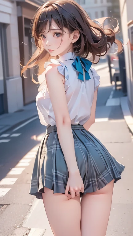 masterpiece , Highest quality , Very detailed , 1 person, ((Contrasting Eyes)) , running , blouse, skirt , bangs , field