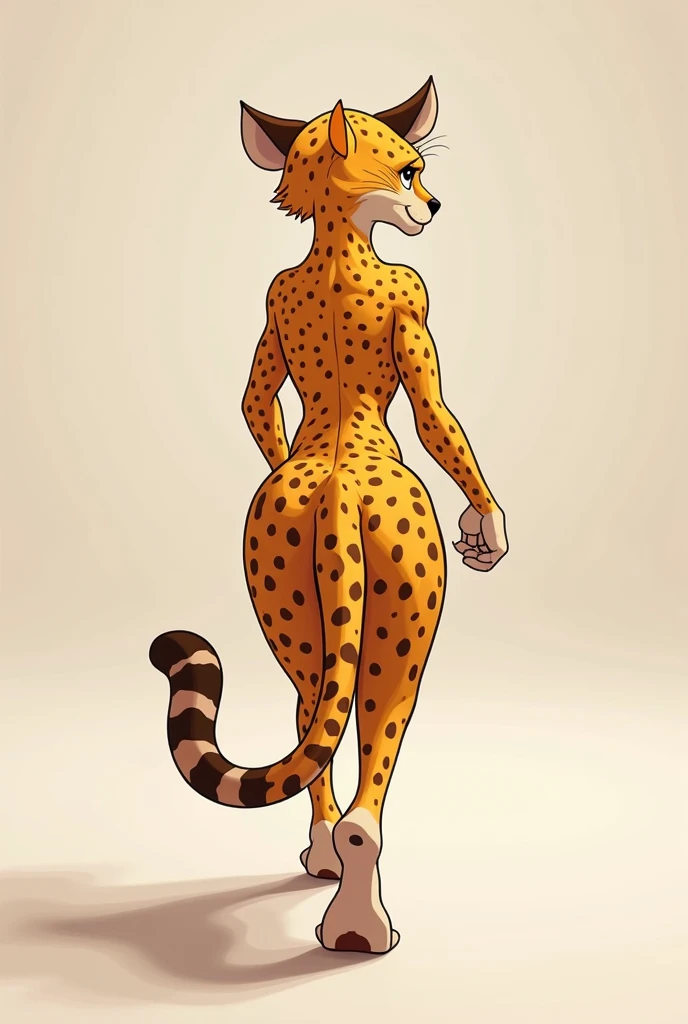 score_9, score_8_up, score_7_up, front view, side view, back view, multiple views, reference sheet, full body, source_furry, KitMambo, 1girl, solo, furry, red tank top, white and pink shorts