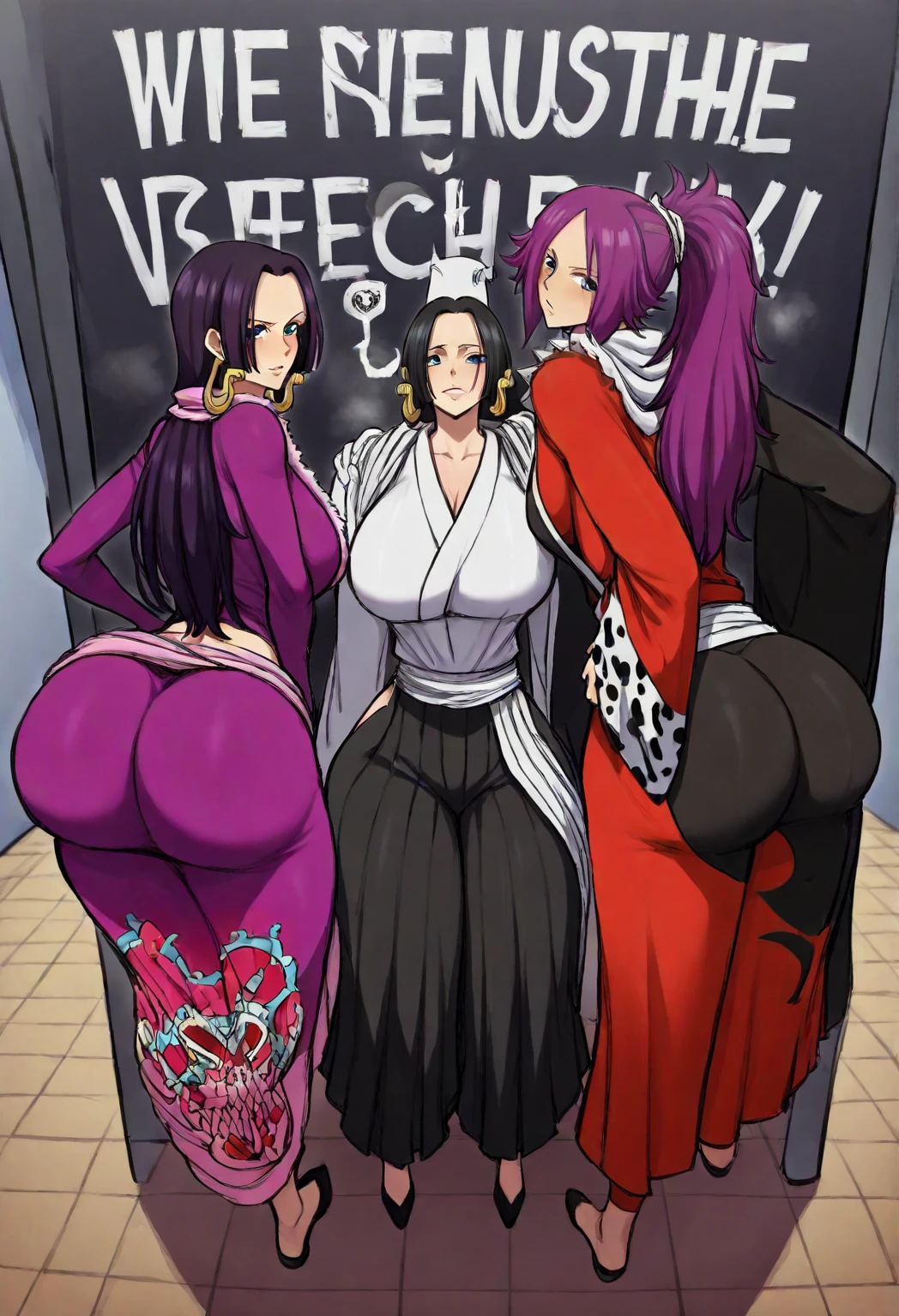 (full body), (extremely wide hips:1.4), (from behind)