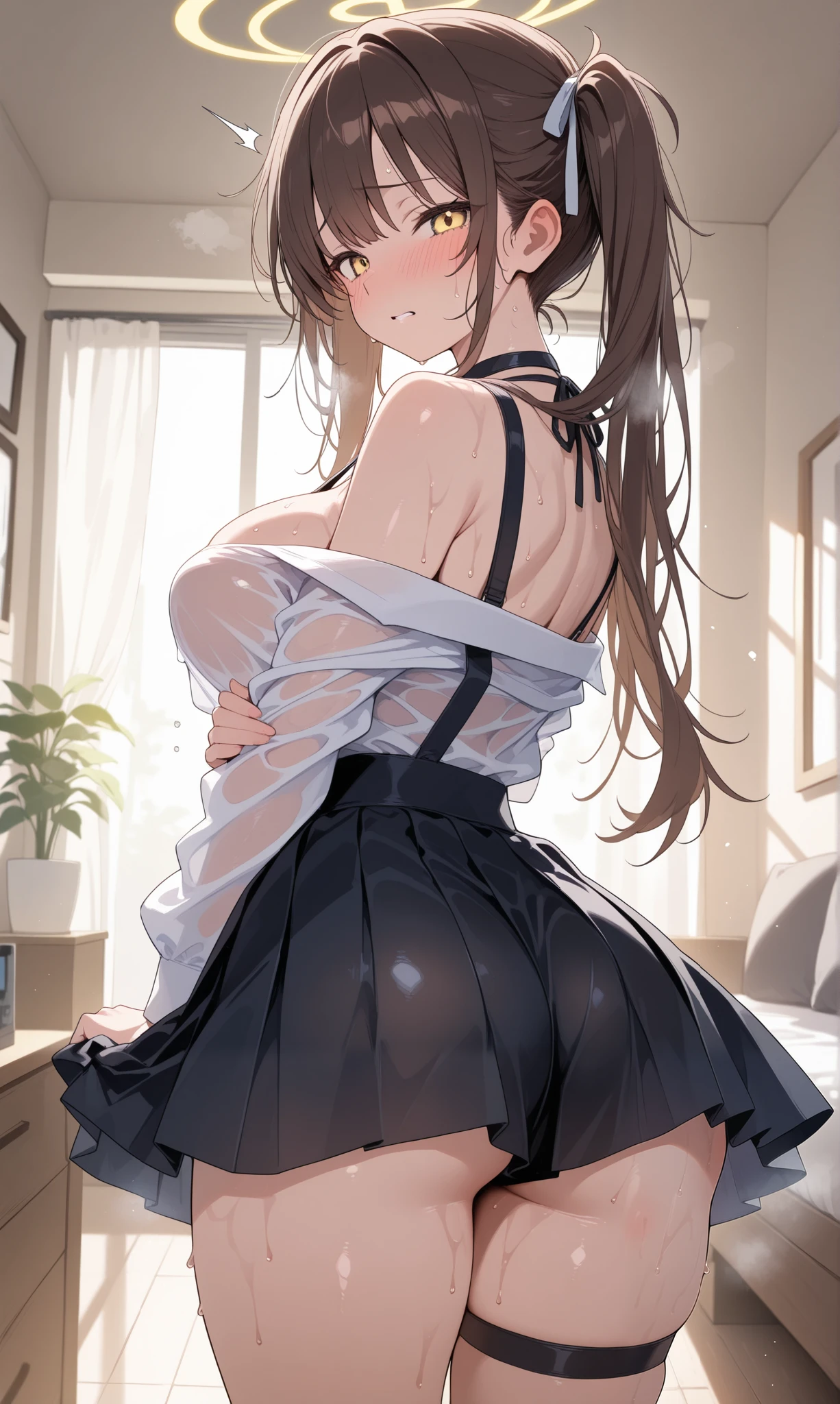 (nsfw:1.4),
(naked:1.3),
(barefoot:1.3),
(from the thigh up:1.4),
(No sideburns),
(brown bob short bangs hair), (bob medium length hair),
(put your hair up:0.2),(Gorgeous, voluminous cabaret club girl hairstyle),
(brown Princess bangs), (brown hair), (bob medium length hair), (middle_length waved hair), (vertical roll medium length hair), (bangs hair),
Masterpiece, high quality, High resolution, extremely detailed, cute with glowing white skin, eyelashes and cute dark-brown eyes, Jewelry Accessories Anime, gorgeous background-centered composition,
(Best quality, 32k, photos of cute Japanese women),
(Raw photo: 1.2),
(The background is a high school in Japan classroom School building stage Sports Equipment Room),
(A pale light shines through),
1girl and 1boy,
detailed face and breast,
,
tall,
(plump),
(panties around one leg),
(erect nipples:1.0),
(bare breasts:1.2),
(Bare nipples:1.2),
(Sex with a man:1.2),
(The other person is a man:1.2),
(Embraced by a man:1.2),
(She has intense sex with a man:1.0),
(missionary sex),
(cowgirl sex),
(back position sex),
(standing back sex),
(standing sex),
(Holding her and inserting sex),
(Piledriver sex),
(squirting),
(crying face),
(crying in frustration),
(close your eyes),
(open your eyes narrowly),
(face distorted in pain),
(close both eyes tightly),
(closed mouth),
(grins teeth),
(ecstatic face),
(semen),
(ejaculation),
(Facial),
(Love Juice),
(Her body is wet:1.2),
(peek penis camelto pussy public hair),
(kiss),
(deep kiss),
(She was fingered by a man),
(She had a man's finger in her pussy),
(a man touches her clitoris),
(Her pussy is spread by the man's hands),
(spread legs),
(M-shaped spread legs),
(inner thigh),
(slouch),
(squat),
(Super dynamic angle: 1.4),
(Close-up :1.5),
(from front),
(from side),
(from behind),
(backshot),
(from below),
(from above),