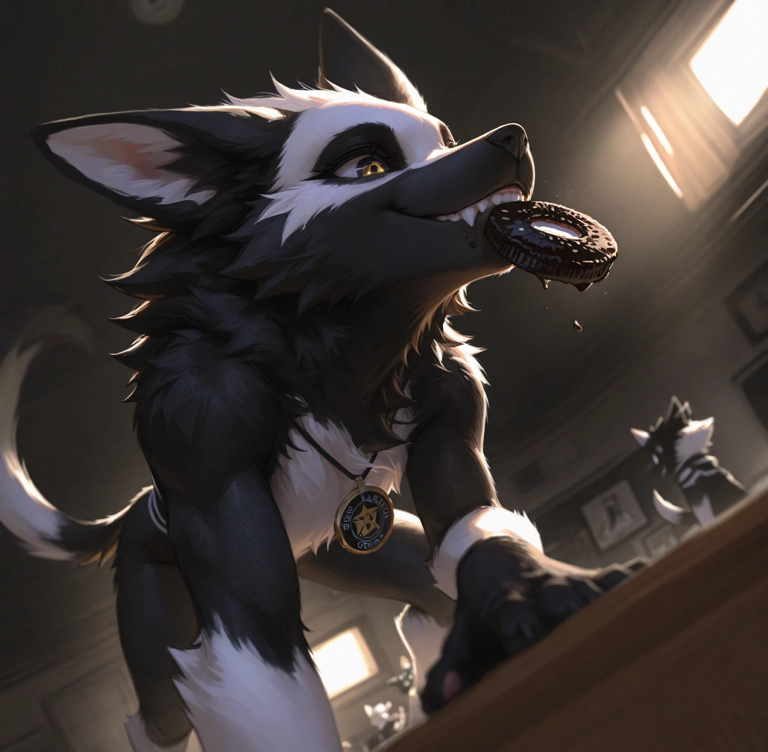 A small feminine canine kneeling on their knees giving a deep blowjob to the base of the penis of a big muscular ebony male standing in front of them, oral penetration, oral sex, oral knotting, knotting, canine penis+, deepthroat, penis base, Masterpiece, highly detailed image, highly detailed genitalia, 4k, 4k resolution, veiny penis, thick penis, big testicles, by Truegrave9, by Virtyalfobo, by Chunie, by Clockhands, black penis, thick theighs+, huge testicles+, big penis, knotted penis, precum, hand on head, penis sheath, looking pleasured+, bedroom eyes, stripclub private room, dominant male, big dom small sub, cum inside, blowjob, cum, excessive cum, cum in mouth, cum leaking from mouth, penis in mouth, throat bulge, throat buldge, close up, puffy cheeks, full cheeks,