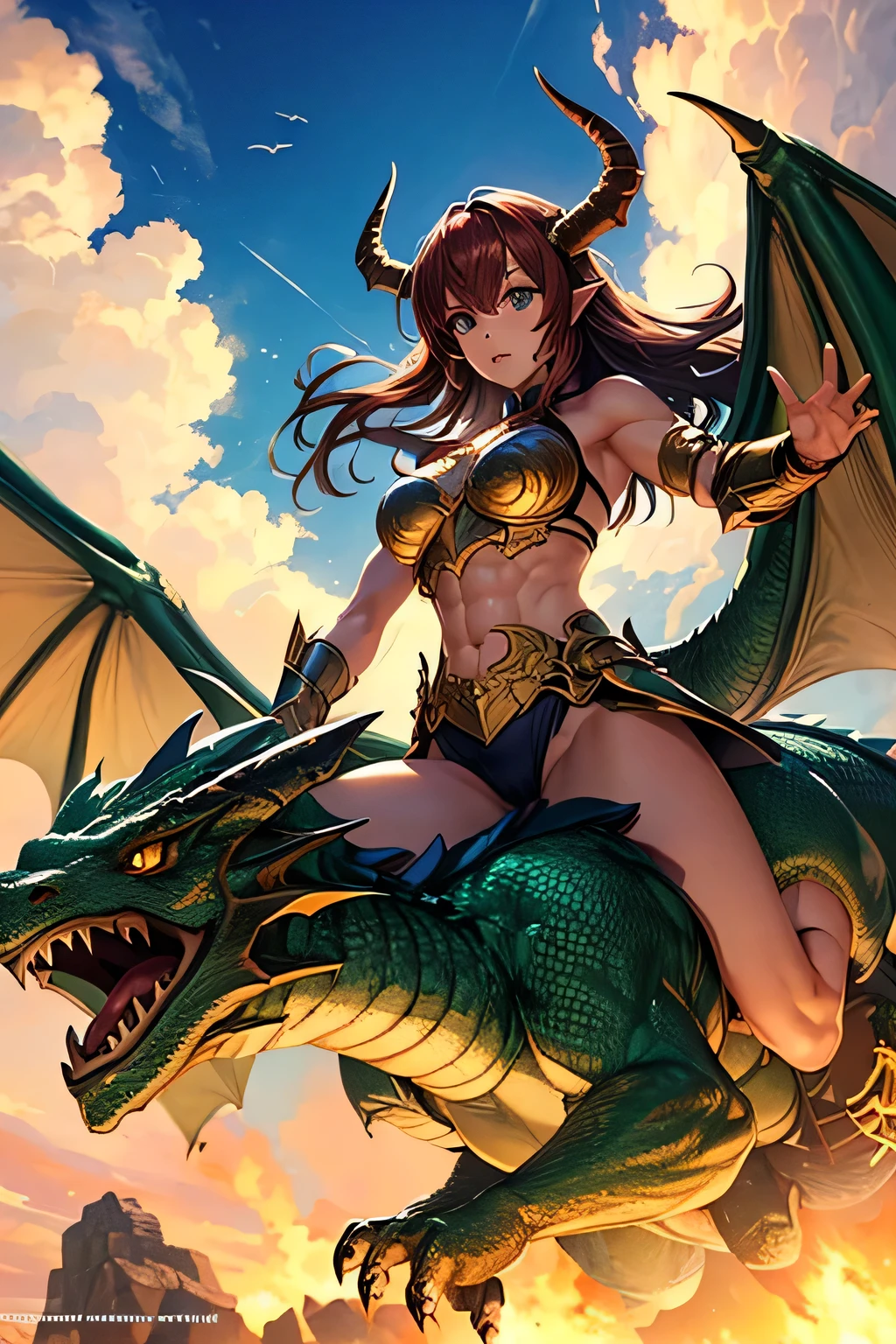 A naked dragon girl, beautìul head, dragon body, fly in sky, full body, naked, nsfw, dragon legs