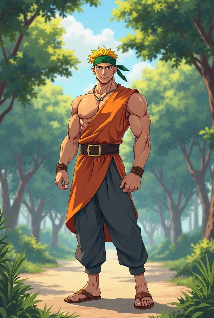 Wukong, full body, Green hair, of a shirtless, style of anime, 8 pack abs, huge bulge,erotic, extremely masculine muscular person,Bright yellow skin, Super muscular, white background, punching, scream, erotic, ripped clothes