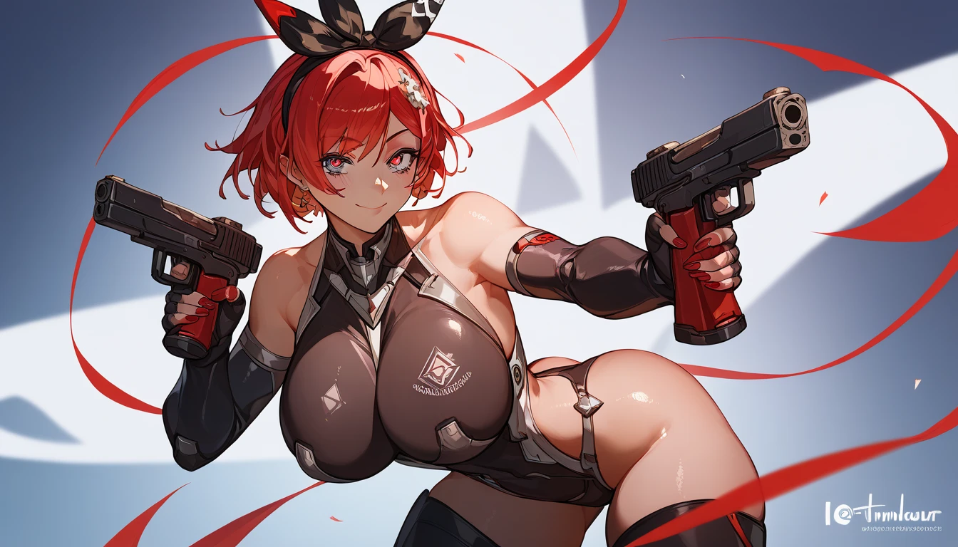 colorful , masterpiece, best quality, 1girl, weapon, solo, holding weapon, ((blurry background)), bare shoulders, variety of color clothes, variety of hairstyles, bra top, lowleg panties, orange, green, violet, brown, white, blurry background,