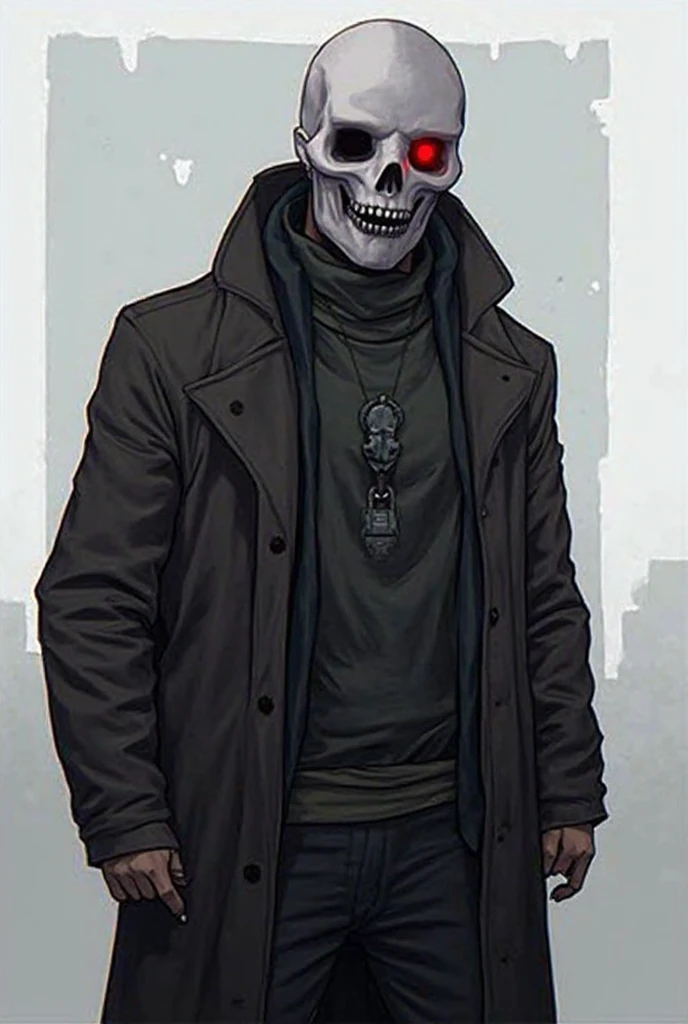 a man with a scarf around his neck skull visible , skull_graphics , Mari Andrew, Rutu Modan, Tillie Walden<lora:skull_graphics:1.0>
