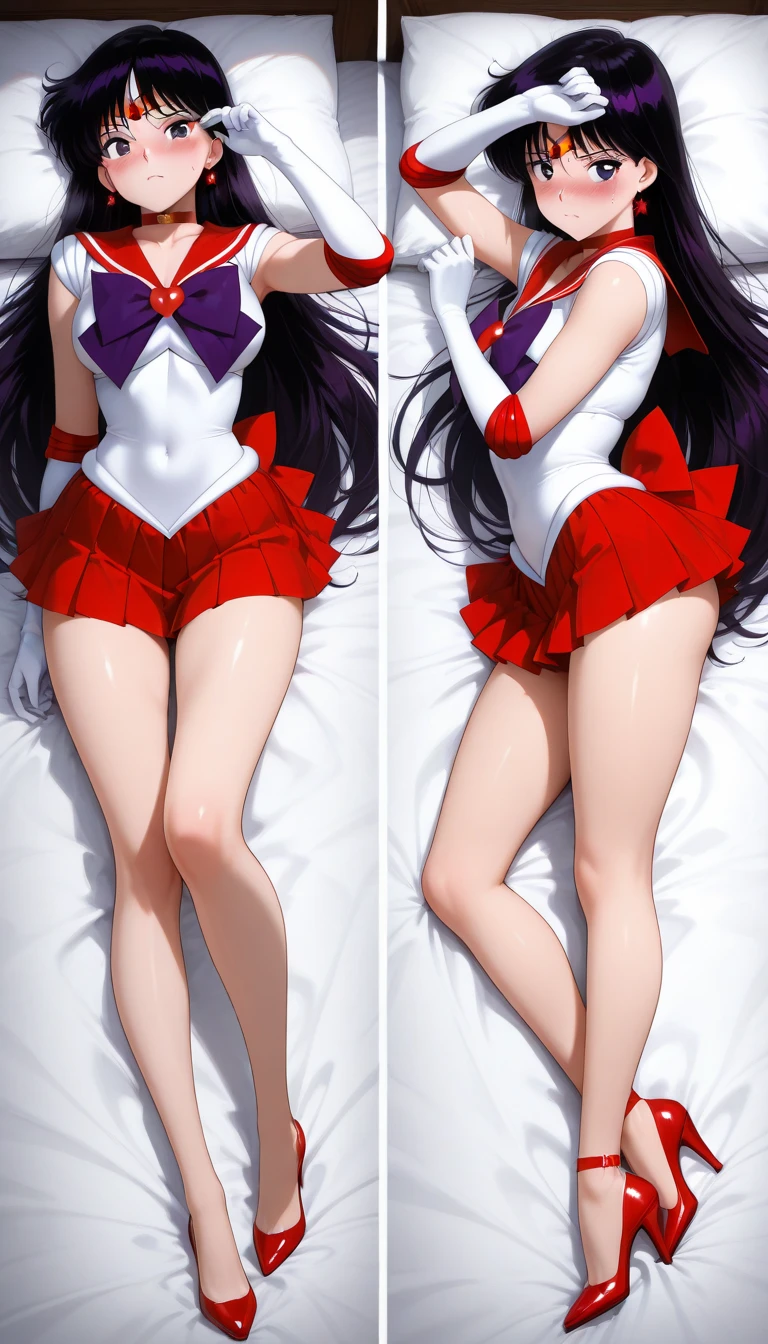 Sailor Mars is pushed down on the bed, her legs spread wide, and having sex with a man、Highest quality
