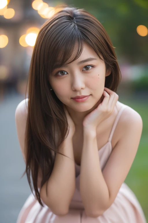 one girl, (a beauty girl, delicate girl:1.3), (:1.3),light smile,medium hair,dynamic pose, break,((nsfw,nude,open clothes,topless,nipple,Small areola)),jacket,sitting,bench break, very fine eyes, (symmetrical eyes:1.3),(navel), break, (city), perfectly trimmed fingers, break, small breasts, brown eyes, parted bangs, brown hair, break, (eyes and faces with detailed:1.0), break, (masterpiece, best quality, ultra detailed, detailed face, 8k),