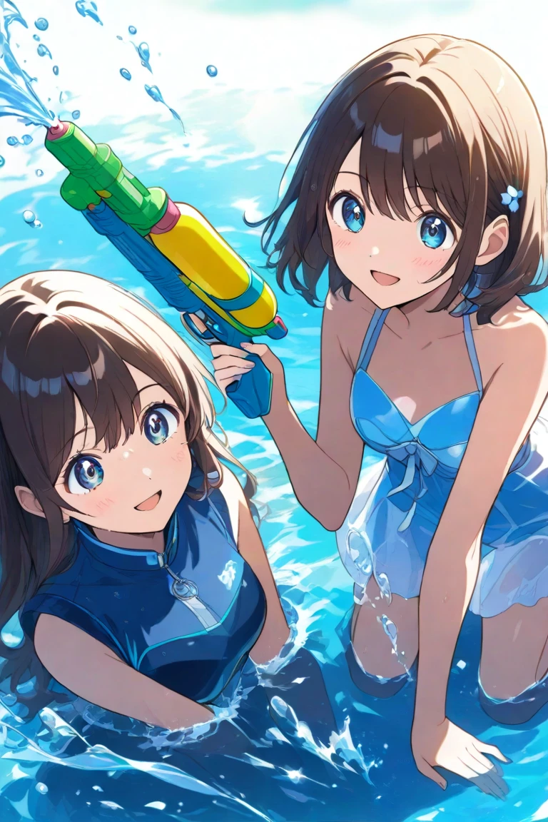 adolable,Lori huge breasts cleavage,Jellyfish anthropomorphize,short detailed hair,adolable,short skirt,Kizi,Barefoot,abyssal,Blue