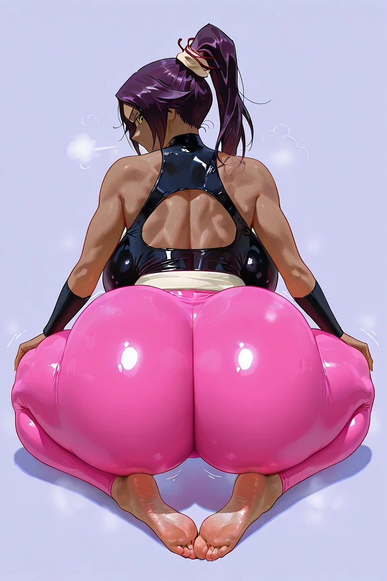 Kefla big butt sentada no pal, cum in the ass. Rear view