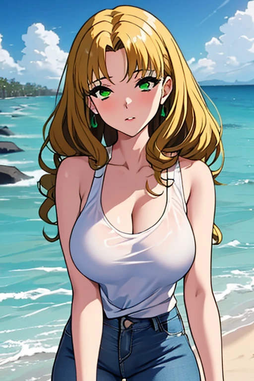 Simple White Background,
white bikini top, o-ring top,
<lora:Kanae_Shinjou_ResortBOIN-KK77-V1:0.7>,necklace,
green eyes, blonde hair,bangs,Long hair,wavy hair,
<lora:Oda_Non_Style-KK77-V2:0.3>,<lora:more_details:0.1>,
1 girl, 20yo,Young female,Beautiful long legs,Beautiful body,
Beautiful Nose,Beautiful character design, perfect eyes, perfect face,expressive eyes,perfect balance,
looking at viewer,(Focus on her face),closed mouth, (innocent_big_eyes:1.0),(Light_Smile:0.3),
official art,extremely detailed CG unity 8k wallpaper, perfect lighting,Colorful, Bright_Front_face_Lighting,White skin,
(masterpiece:1.0),(best_quality:1.0), ultra high res,4K,ultra-detailed,
photography, 8K, HDR, highres, absurdres:1.2, Kodak portra 400, film grain, blurry background, bokeh:1.2, lens flare, (vibrant_color:1.2),professional photograph,
(Beautiful,large_Breasts:1.4), (beautiful_face:1.5),(narrow_waist),